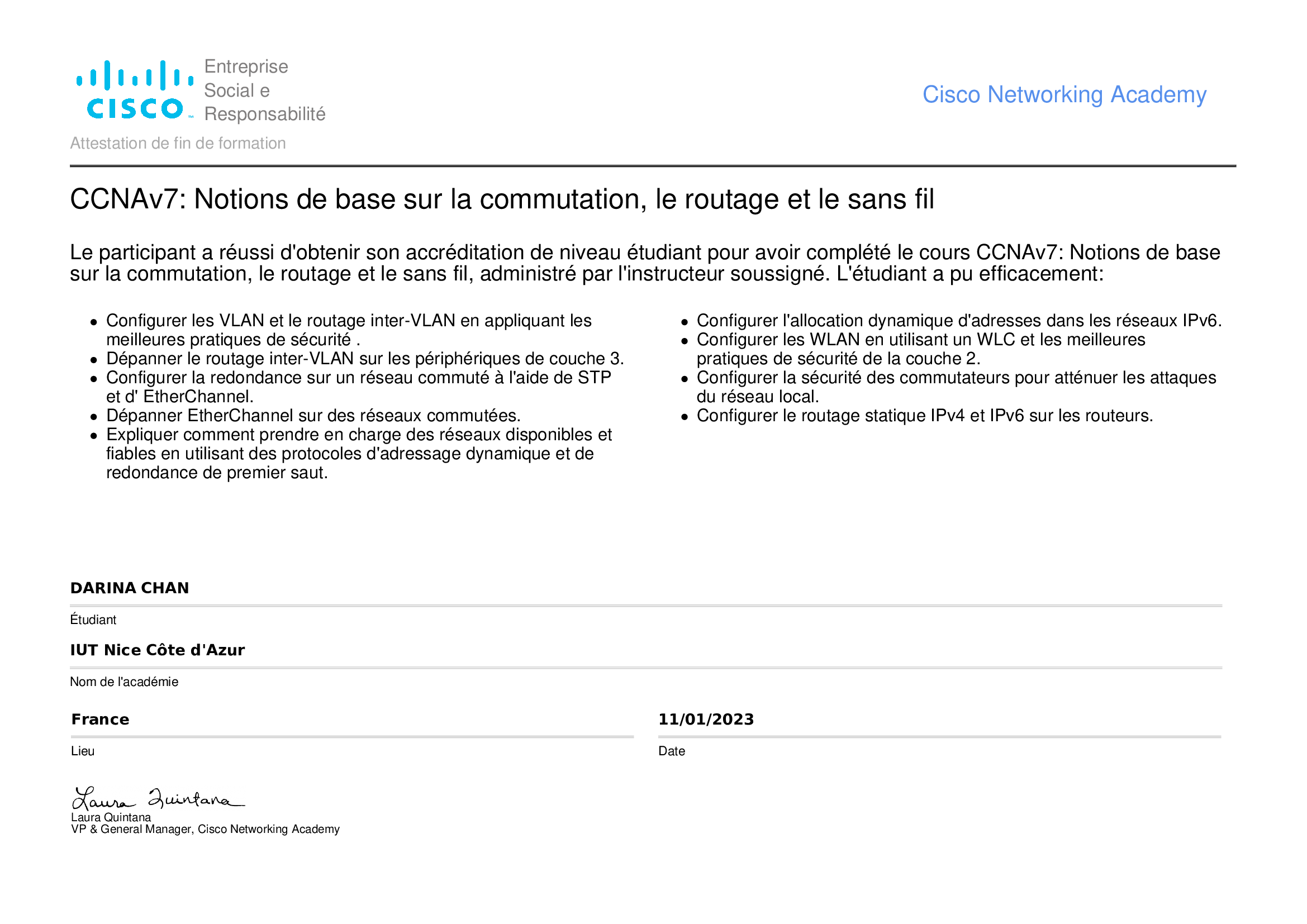 Certification du CCNA2